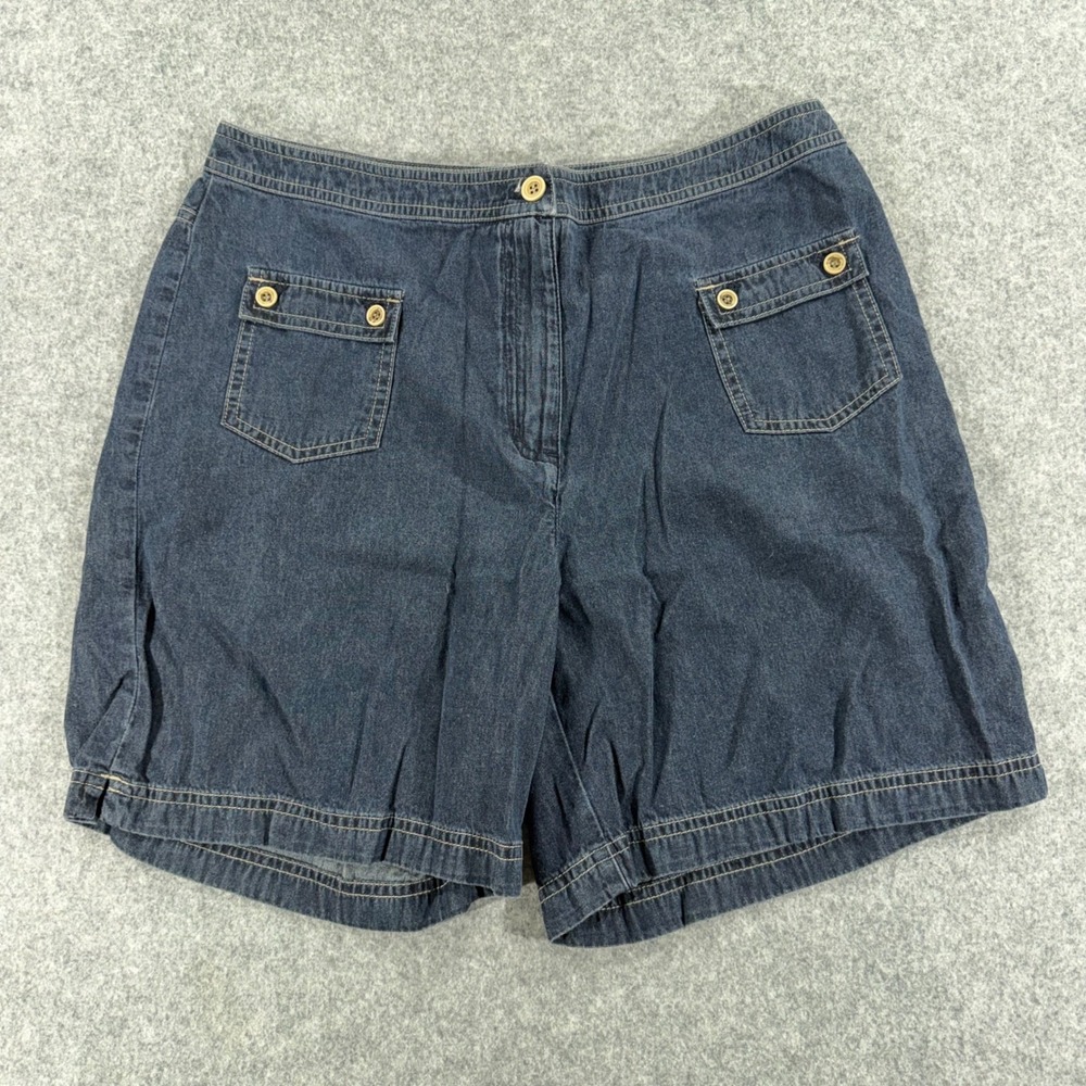 J. Jill Womens Denim Shorts Size 10 Dark Wash Cotton High Rise Utility Pocket